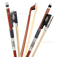 Professional Violin Bow with Green Sandalwood Stick, Pure Horsehair, Silver Winding, Ebony Frog
