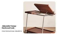 Retro Design Mobile Mobile Unit with Storage Multi-Functional Split-Top Rolling Table Space-Saving Household Furniture Lockable Wheels for Apartment Dwellers, Distant Workers, Musicians, Living Room, Small Areas, Bedroom, Home Office