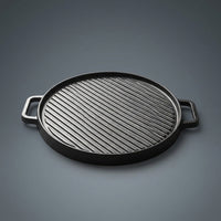 Frying Pan for Induction Hob and Gas Hob, Large 30cm Cast Iron Griddle and Grill Pan, Versatile Sandwich Maker, Durable Camping Cookware Pack