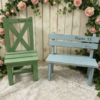 Solid Wood Backrest Chair Flower Stand Photography Prop Small Stool