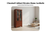New Chinese Aesthetic & Appearance Glass Door Display Hutch Multi-Functional bookshelf Storage Furniture for Book Lovers, Collectors, Homeowners, Foyer, Living Room, Office