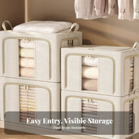 Foldable Quilt Bin Reinforced Handle Foldable Clothing Tote Stackable for Moving