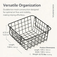 Laundry Basket with Handle for Bathroom Storage and Kitchen Organization, Wire Mesh Design for Shelves with Ventilation