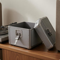 Aluminum Vinyl Records Storage Case Dark Interior Lining Lockable Storage Case Structured Organizer
