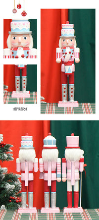 38cm European Macaron Cake Head Nutcracker Wooden Ornament Christmas Decoration