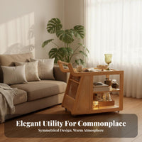 2-Tier Rolling Trolley Vintage design Side Table adaptable Use for Renters, Hosts