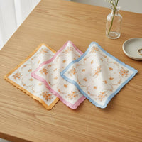 3 Pieces Floral Print Handkerchief Absorbent Women's Ideal Gift Edge Pocket Square