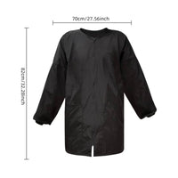 Knee-Length Barber Jacket with Zipper Closure Zippered Barber Smock Hair Repellent Salon Coat Lightweight for Barbershops