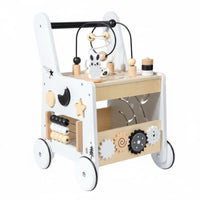 Anti-Tip Wooden Baby Stroller Bead Maze Activity Stroller Multifunction Walking Aid Multifunctional for Toddlers, Babies, Indoor