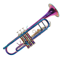Brass Trumpet with Gold-Plated Finish, Three Valves, Double Pillar