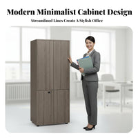 Floor-Standing Lockable Wooden document Organizer Large Capacity Office Cabinet Rustic Wood Finish Document Storage Anti-Tip Safety Feature for Small Business Owners, Administrators, Homeowners, Archive Room, Study, Bedroom