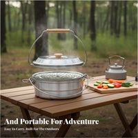 Non-Stick Camping Steamer Pot Set Lightweight 4.5L Outdoor Cooking Pot Large Capacity for Campers, Backpackers, Backpacking