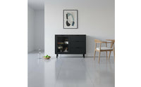 Large Capacity Dining Room Credenza Geometric Pattern Textured Door Storage Cabinet Adjustable Shelves Household Furniture for Hallway