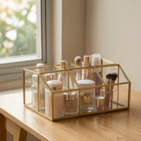 Storage Box with Compartments Open-Top Makeup Organizer with Compartments Small