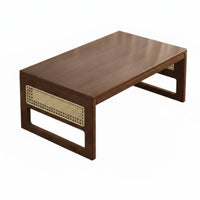 Collapsible Coffee Table Space-Saving Foldable Rattan Accent Table Multi-Purpose