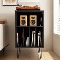 Vinyl Record Storage Cabinet Solid Wood Material Turntable Stand with Record Storage Large Capacity Mid-Retro Modern Console for Living Room, Bedroom