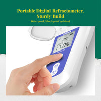 Digital Brix Refractometer, high-accuracy sweetness meter, fruit sweetness tester, portable handheld, automatic temperature compensation, suitable for watermelon, fruits, oranges, beverages, food, and laboratory use.