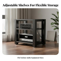 2 Pieces Steel AV Shelf Multi-tier Amplifier Stand Adjustable Shelves Heavy Duty Cabinet Suitable for Audiophiles Living Room Entertainment Space