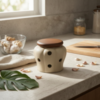 Ventilated Garlic Jar Matte Ceramic Garlic Jar Faceted