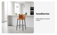 Upholstered Bar Stool with Backrest Nordic design Counter Chair Modern Minimalist Design Integrated Footrest for Kitchen Island