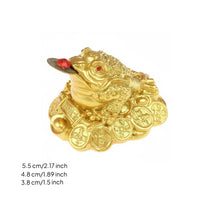 Resin Wealth Frog Ornament Rhinestone Accents Gold Frog Figurine Vintage Design