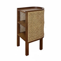 Semi-Circular Rattan End Table Wabi-Sabi Aesthetic Nightstand Nordic Aesthetic