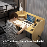 Clighting fixture-on Bedside Desk with Storage Shelves Bed Rail Clighting fixture Shelf Multifunctional
