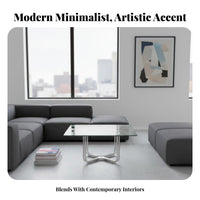 Modernist Design Low Table Rust-Resistant Glass Surface Table Stable Base Cross-Base for Reception Area