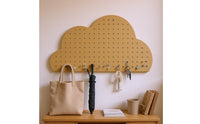 Perforated Wooden Pegboard Solid Wood Wall-Mounted Pegboard Painted Finish Modular Peg Board Wall Rounded Contours