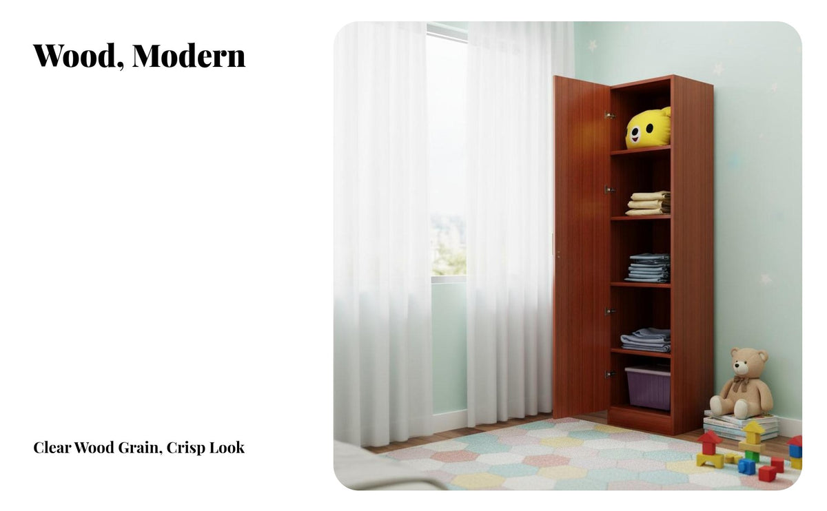 Minimalist Design Single-Door Closet Space-Saving Narrow Armoire with Drawer Compact Design Wardrobe Multi-Compartment for Children, Apartment Dwellers, Homeowners, Bedroom, Small Areas, Dorm Room, Home Office