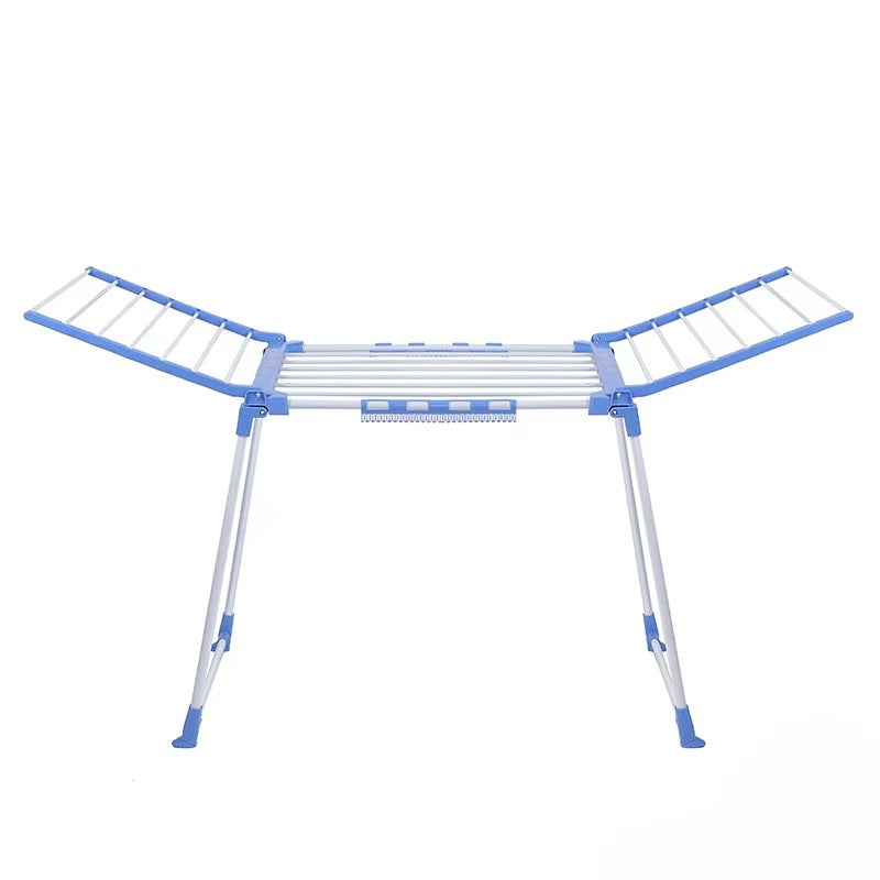 Free-Standing Foldable Double-Wing Clothes Drying Rack with Towel Rack, Plastic, Model 805
