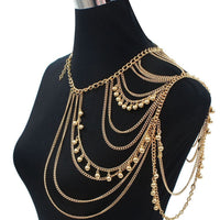 Layered Tassel Ball Shoulder Chain Body Chain