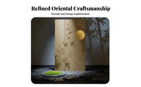 Chinese Design Design Bamboo Print Folding Partition Zen Aesthetic Folding Panel Divider Foldable Privacy Screen Opaque for Interior Designers, Business Owners, Awayice Workers, Restaurant, Bedroom, Studio Apartment
