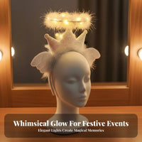 Light-up Celestial Glo Feather Extension Circle Headband Built-in Battery Light-Emitting Crown Celestial Feather Extension