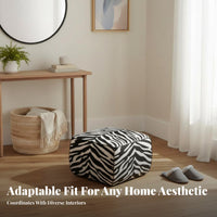 Light Luxury Design Cylindrical equine-stripePrint Stool Multi-Functional Padded Footrest goldenen finish Base Ottoman Sturdy Construction for residents, Interior Designers, onice Workers, Living Room, Entryway, Bedroom, Under Desk
