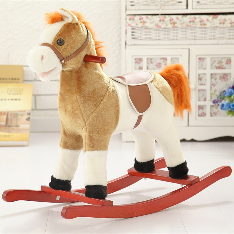 Large Wooden Rocking Horse with Music for Kids
