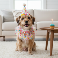 Pet Birthday Bandana and Hat Set for Cats and Dogs - Photo Prop and Decorative Collar