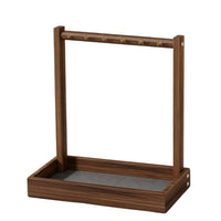 Desktop Jewelry Stand with Finger Band Holder Tray Wooden Jewelry Organizer with Hooks Open-Frame Necklace Holder with Tray Vertical for Women, Vanity, Dresser, Bedside Table
