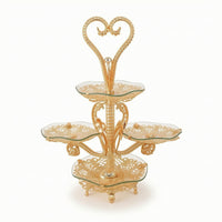 Fruit Tray Stand with Metal Frame Luxury Serving Platter Gold for Parties, Hosts