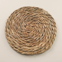 Round Woven Seagrass Placemat, Heat Resistant Table Mat for Home Cooks, Non Slip Coaster Pot Holder, 15 Inch Diameter