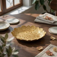 Lotus Tray Small Feet Embossed Floral Tray Shallow Dish for Display
