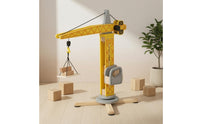 Realistic Wooden Vertical Structure Crane Stable Base Toy Vertical Structure Crane Yellow and Gray for Children