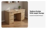 Computer Desk with Drawers Modern Simple Design Locking Storage Writing Desk Space Saving Study Desk Table for Students, Adults, Bedroom, Dorm Room