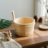 Wooden Sauna Bucket with Ladle Rustic Sauna Bucket with Ladle Handmade for Bathhouse