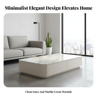 Contemporary Television Cabinet Coffee Table Set Construction Minimalist Media Console Rounded Corner Design Low Profile TV Stand with Storage