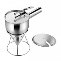 Stainless Steel Batter Dispenser with Stand Takoyaki Batter Dispenser Anti Piston Funnel for Chefs, Culinary Professionals, Bakery, Restaurant