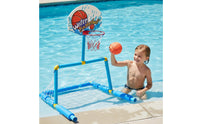 Buoyant Basketball Hoop and Soccer Goal Material Pool Basketball Soccer Game Puncture-Resistant Inflatable Pool Game Set for Kids, Backyard