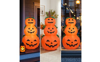 Freestanding Inflatable Jack-O'-Lantern Stack Seasonal Lighted Jack-O'-Lantern Scene Classic Spooky Halloween Inflatable Scene Outdoor for Yard, Porch, Garden, Party