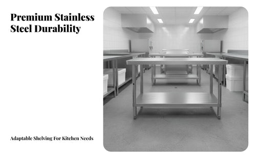 Easy to Clean Commercial Kitchen Workbench Heavy-Duty Commercial Food Prep Station Stainless Steel Prep Table Rounded Corners for Restaurant Employees, Home Cooks, Outdoor, Pantry, Garage, Laundry Room