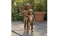 Sibling and Sister Fairy Figurine Creative Design Standing Children Sculpture